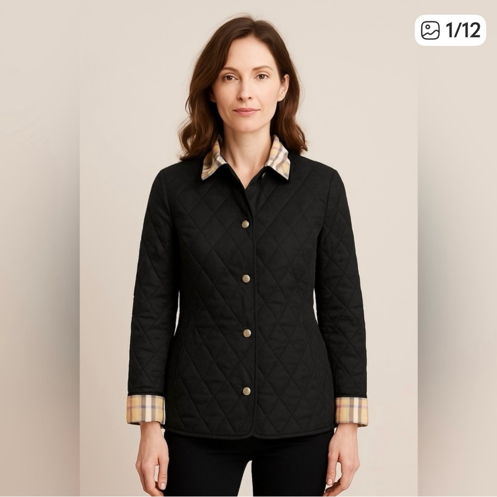 Authentic Vintage Burberry Quilted Black Jacket.